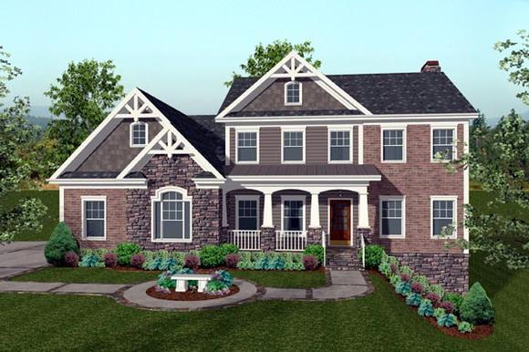 Craftsman, Traditional House Plan 74816 with 4 Beds, 4 Baths, 3 Car Garage Elevation