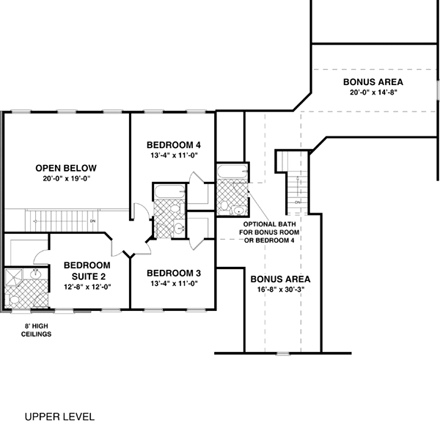 Craftsman House Plan 74817 with 4 Beds, 4 Baths, 3 Car Garage Second Level Plan