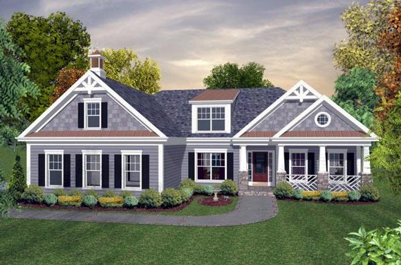 Craftsman, Traditional House Plan 74818 with 4 Beds, 4 Baths, 2 Car Garage Elevation