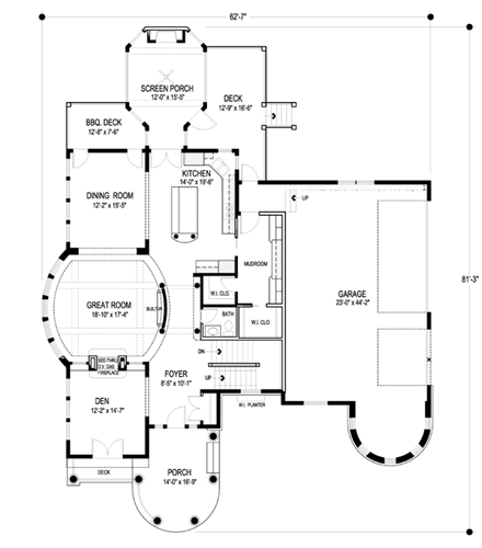 European, Victorian House Plan 74832 with 5 Beds, 5 Baths, 3 Car Garage First Level Plan