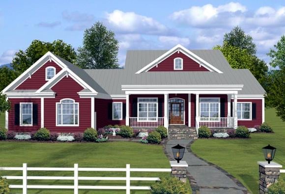 Country, Farmhouse, Ranch House Plan 74834 with 3 Beds, 4 Baths, 2 Car Garage Elevation