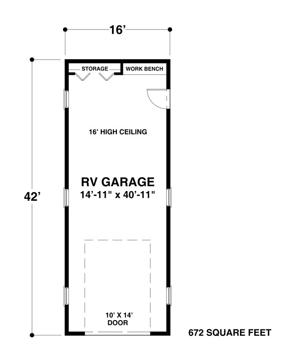 1 Car Garage Plan 74835, RV Storage Level One