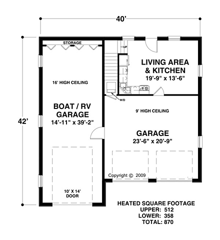 Craftsman, Tudor 3 Car Garage Apartment Plan 74836 with 1 Beds, 1 Baths, RV Storage First Level Plan