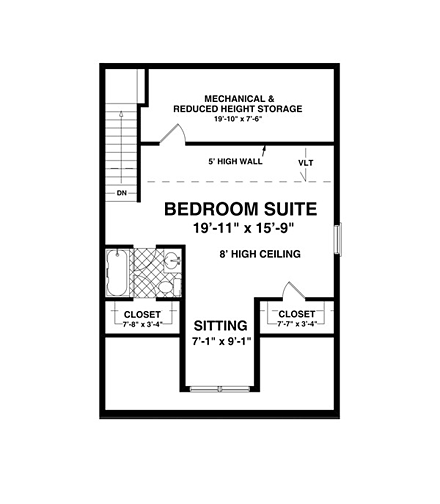 Craftsman, Tudor 3 Car Garage Apartment Plan 74836 with 1 Beds, 1 Baths, RV Storage Second Level Plan