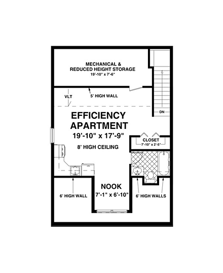 Craftsman, Tudor 2 Car Garage Apartment Plan 74837 with 1 Beds, 1 Baths, RV Storage Second Level Plan