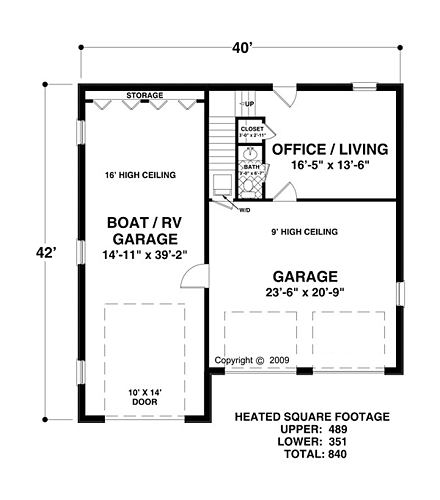 Traditional 2 Car Garage Apartment Plan 74838, RV Storage First Level Plan