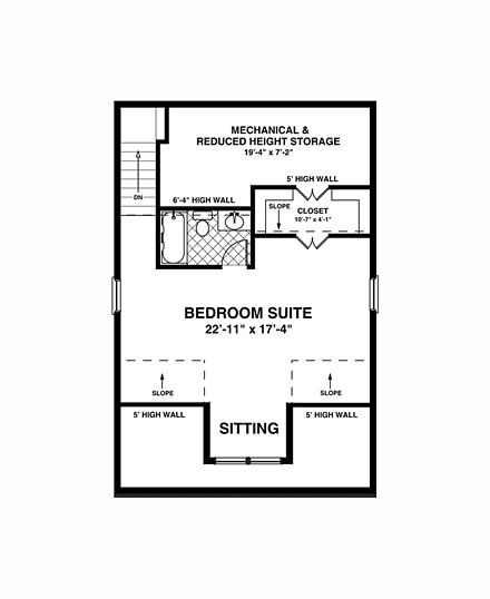 2 Car Garage Apartment Plan 74839 with 1 Beds, 1 Baths Second Level Plan