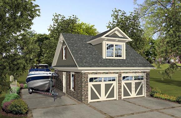 2 Car Garage Apartment Plan 74839 with 1 Beds, 1 Baths Elevation