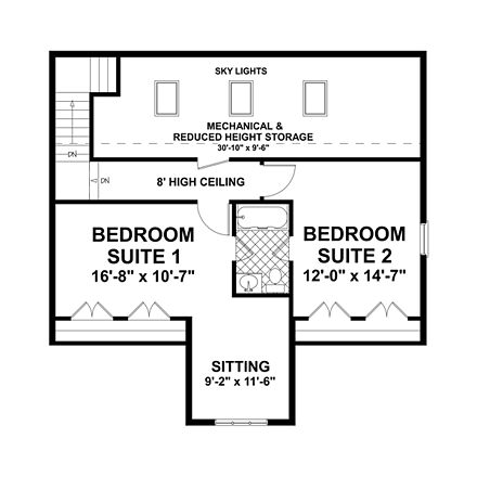 4 Car Garage Apartment Plan 74842 with 2 Beds, 1 Baths, RV Storage Second Level Plan