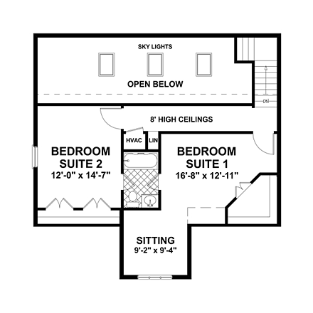 3 Car Garage Apartment Plan 74843 with 2 Beds, 1 Baths, RV Storage Second Level Plan