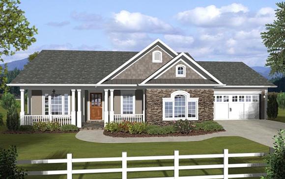 Country, Ranch, Traditional House Plan 74845 with 3 Beds, 2 Baths, 2 Car Garage Elevation