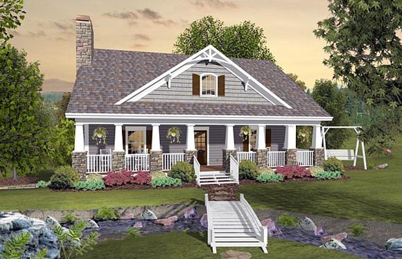 Cottage, Country, Craftsman House Plan 74849 with 3 Beds, 3 Baths, 2 Car Garage Elevation