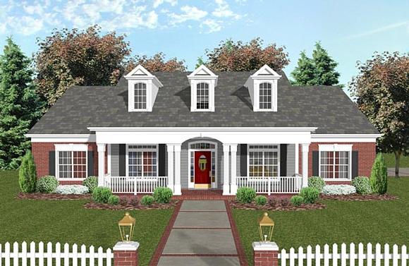 Country, Traditional House Plan 74851 with 4 Beds, 3 Baths, 2 Car Garage Elevation