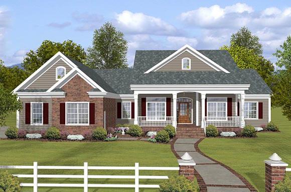 Country, Traditional House Plan 74853 with 3 Beds, 3 Baths, 3 Car Garage Elevation
