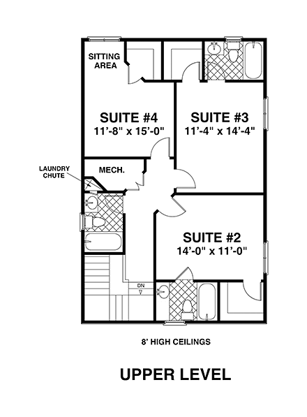 Contemporary, Country House Plan 74870 with 4 Beds, 5 Baths, 2 Car Garage Second Level Plan