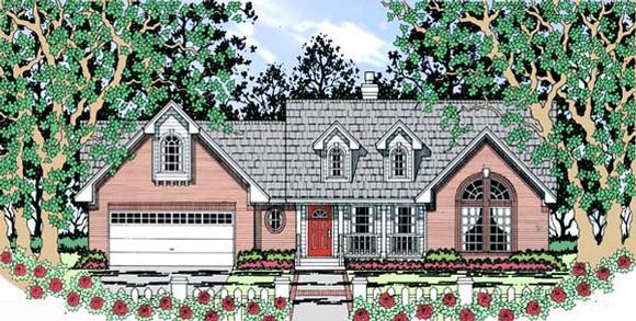 Cape Cod, Country, One-Story House Plan 75000 with 3 Beds, 2 Baths, 2 Car Garage Elevation