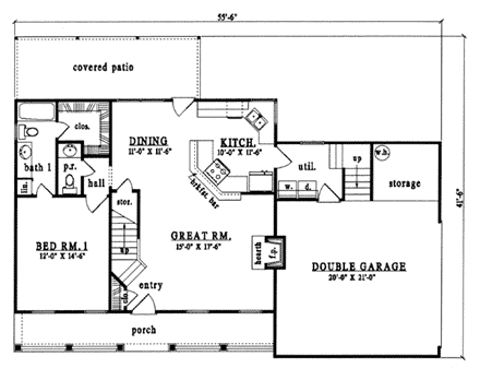 Country House Plan 75002 with 3 Beds, 3 Baths, 2 Car Garage First Level Plan