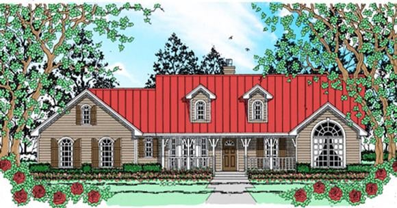 Country House Plan 75038 with 3 Beds, 2 Baths, 2 Car Garage Elevation