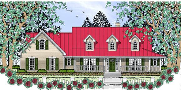 Country, Farmhouse House Plan 75045 with 3 Beds, 2 Baths, 2 Car Garage Elevation