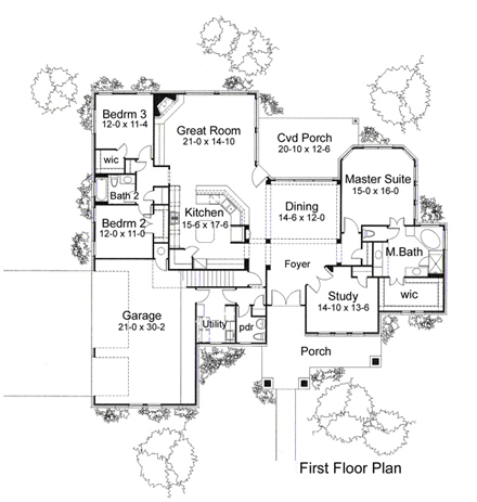 Coastal, Contemporary, Modern House Plan 75110 with 3 Beds, 3 Baths, 3 Car Garage First Level Plan
