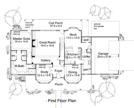 Coastal, Contemporary, Modern House Plan 75111 with 3 Beds, 3 Baths, 3 Car Garage First Level Plan