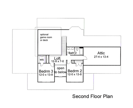 Coastal, Contemporary, Modern House Plan 75111 with 3 Beds, 3 Baths, 3 Car Garage Second Level Plan