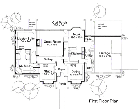 Coastal, Contemporary, Modern House Plan 75112 with 3 Beds, 3 Baths, 3 Car Garage First Level Plan