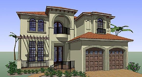 Coastal, Contemporary, Florida, Italian, Mediterranean House Plan 75131 with 4 Beds, 7 Baths, 2 Car Garage Elevation
