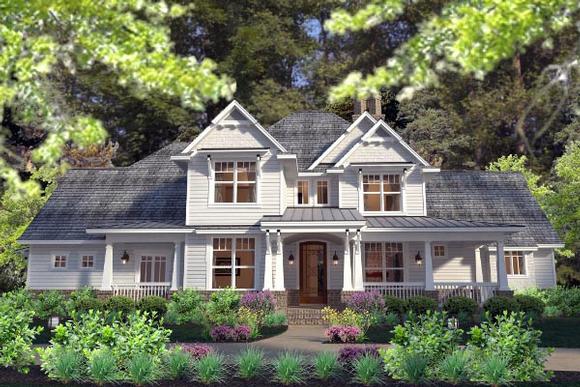 Country, Farmhouse, Southern, Traditional, Victorian House Plan 75133 with 3 Beds, 3 Baths, 3 Car Garage Elevation