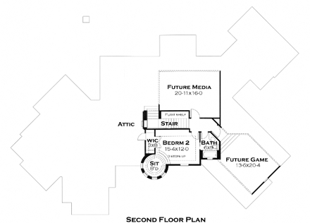 Cottage, Craftsman, European, French Country House Plan 75135 with 3 Beds, 4 Baths, 3 Car Garage Second Level Plan