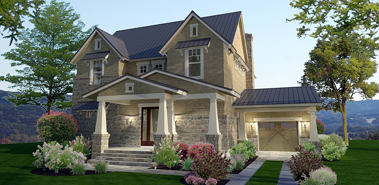 Cottage, Craftsman, Farmhouse Plan with 2200 Sq. Ft., 3 Bedrooms, 3 Bathrooms, 1 Car Garage Picture 2