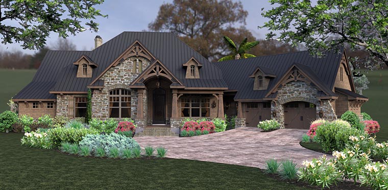 Country, Craftsman, Tuscan Plan with 2466 Sq. Ft., 3 Bedrooms, 2 Bathrooms, 2 Car Garage Elevation