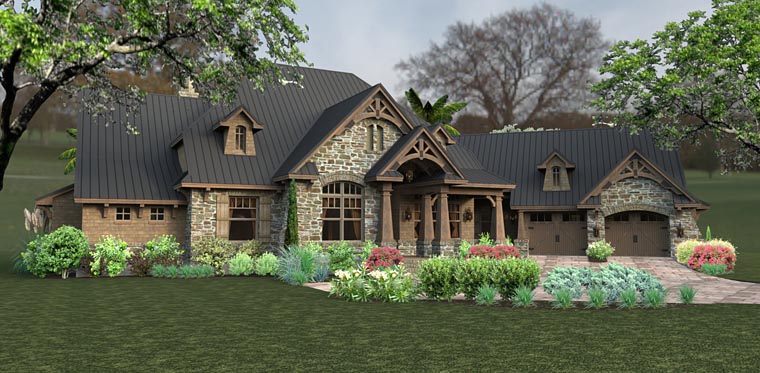 Country, Craftsman, Tuscan Plan with 2466 Sq. Ft., 3 Bedrooms, 2 Bathrooms, 2 Car Garage Picture 2