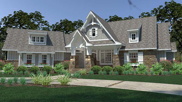 Cottage, Craftsman, European, Farmhouse Plan with 2662 Sq. Ft., 3 Bedrooms, 3 Bathrooms, 3 Car Garage Picture 2