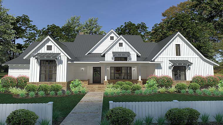 Cottage, Country, Farmhouse, Southern House Plan 75150 with 3 Beds, 3 Baths, 2 Car Garage Elevation