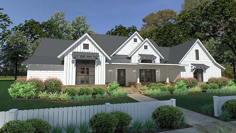 Cottage, Country, Farmhouse, Southern Plan with 2393 Sq. Ft., 3 Bedrooms, 3 Bathrooms, 2 Car Garage Picture 2