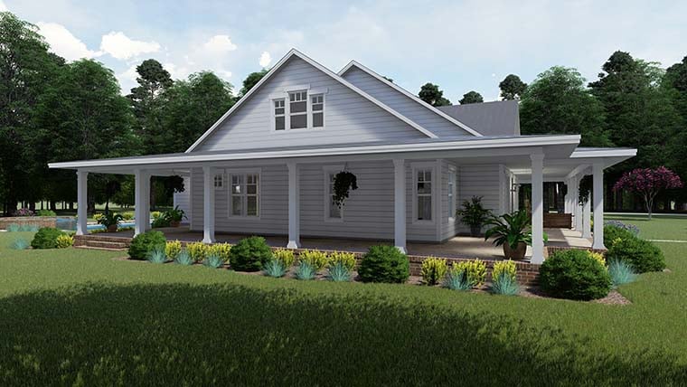 Country, Farmhouse, Southern Plan with 2748 Sq. Ft., 3 Bedrooms, 2 Bathrooms, 3 Car Garage Picture 2
