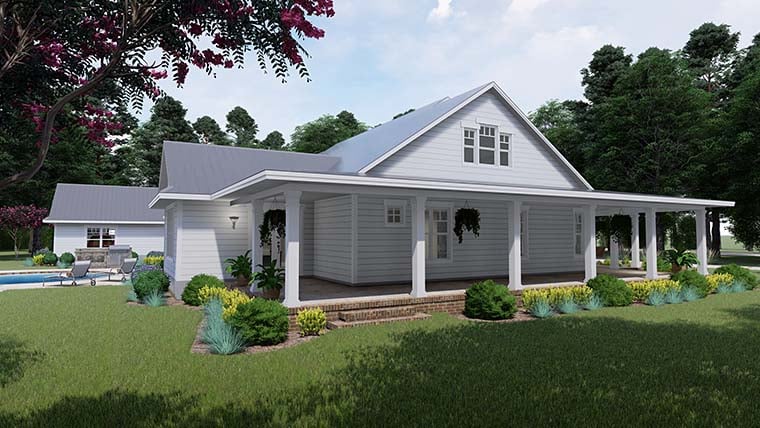 Country, Farmhouse, Southern Plan with 2748 Sq. Ft., 3 Bedrooms, 2 Bathrooms, 3 Car Garage Picture 4