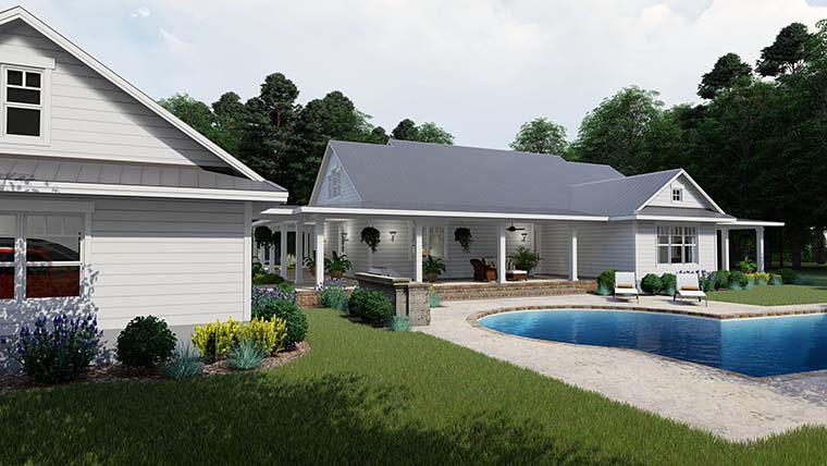 Country, Farmhouse, Southern Plan with 2748 Sq. Ft., 3 Bedrooms, 2 Bathrooms, 3 Car Garage Picture 6