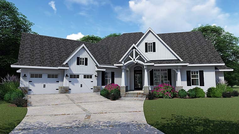 Cottage, Country, Farmhouse, Southern, Traditional Plan with 2504 Sq. Ft., 3 Bedrooms, 4 Bathrooms, 2 Car Garage Elevation