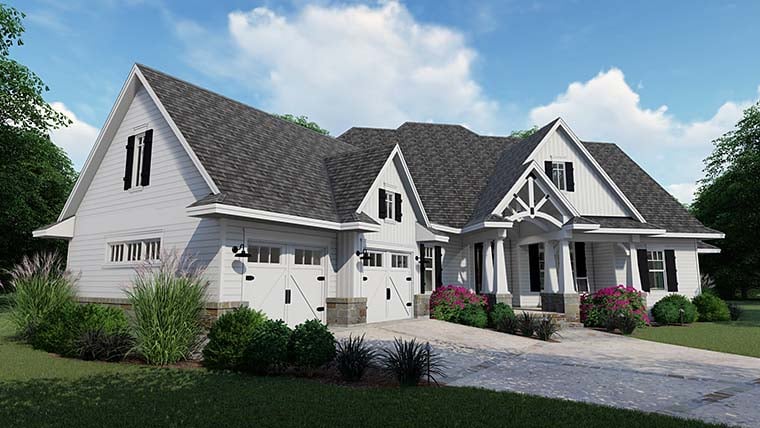 Cottage, Country, Farmhouse, Southern, Traditional Plan with 2504 Sq. Ft., 3 Bedrooms, 4 Bathrooms, 2 Car Garage Picture 8