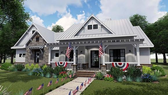 Cottage, Country, Farmhouse House Plan 75153 with 3 Beds, 3 Baths, 2 Car Garage Elevation