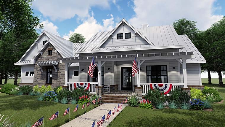 Cottage, Country, Farmhouse Plan with 2270 Sq. Ft., 3 Bedrooms, 3 Bathrooms, 2 Car Garage Elevation