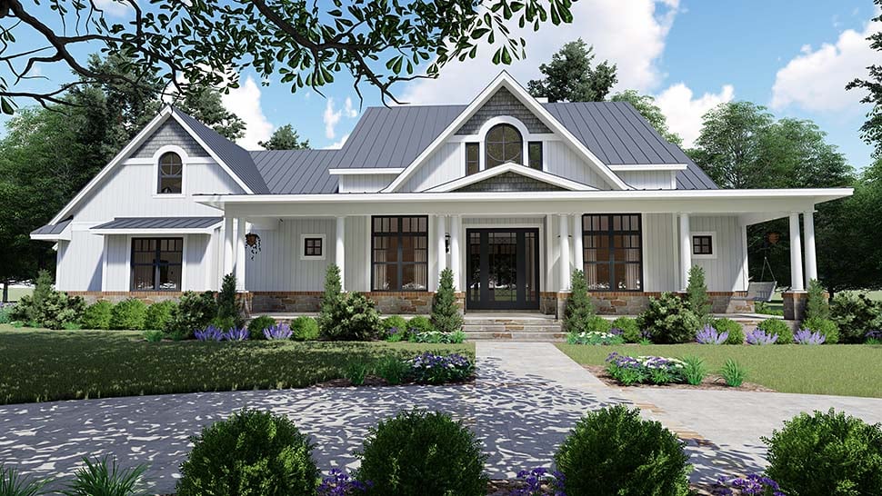 Country, Farmhouse, Southern Plan with 2787 Sq. Ft., 3 Bedrooms, 3 Bathrooms, 2 Car Garage Picture 2