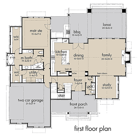 Farmhouse, Southern House Plan 75155 with 4 Beds, 4 Baths, 2 Car Garage First Level Plan