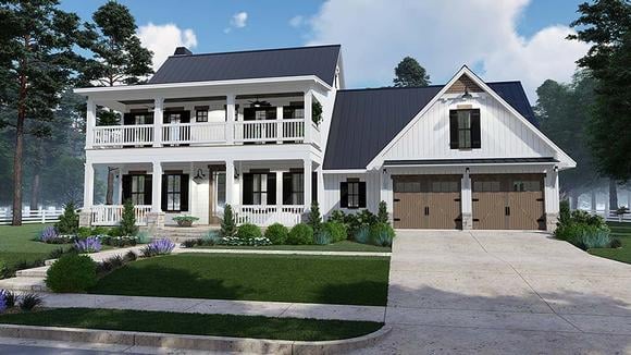 Colonial, Country, Southern House Plan 75157 with 3 Beds, 3 Baths, 2 Car Garage Elevation