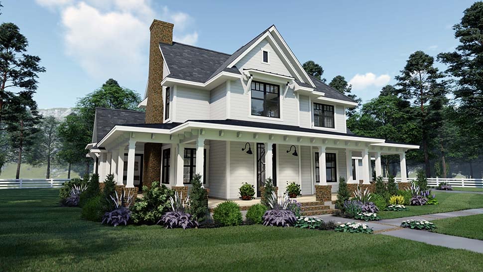 Country, Farmhouse, Southern Plan with 2214 Sq. Ft., 3 Bedrooms, 3 Bathrooms, 2 Car Garage Picture 2