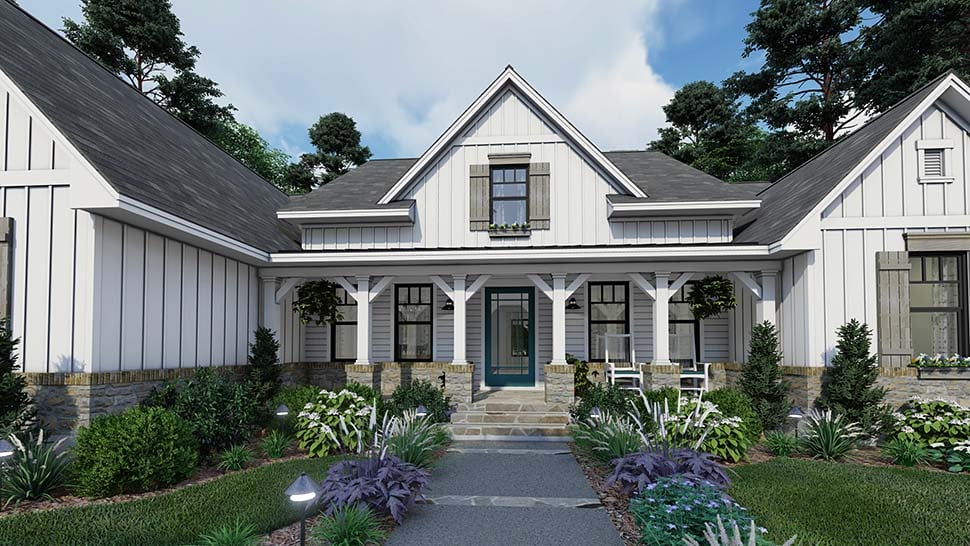 Cottage, Farmhouse, Southern Plan with 2459 Sq. Ft., 4 Bedrooms, 3 Bathrooms, 2 Car Garage Picture 4