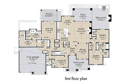 European, Farmhouse, Traditional House Plan 75161 with 4 Beds, 3 Baths, 2 Car Garage First Level Plan