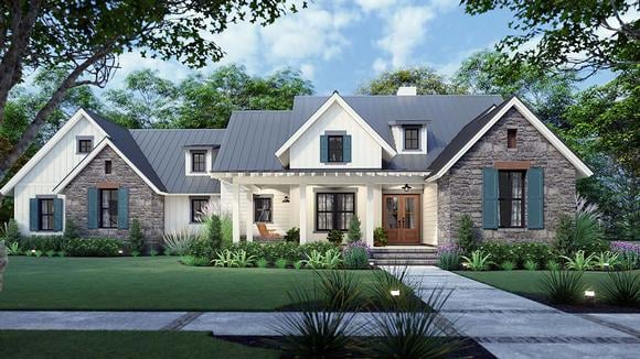 Cottage, Country, Farmhouse, Southern House Plan 75167 with 3 Beds, 3 Baths, 2 Car Garage Elevation